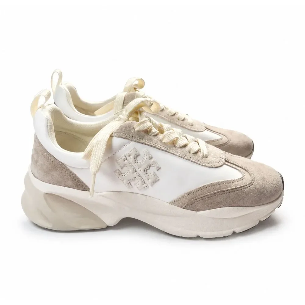 Tory Burch Good Luck Trainer Sneakers w/Suede Trim Size 8M